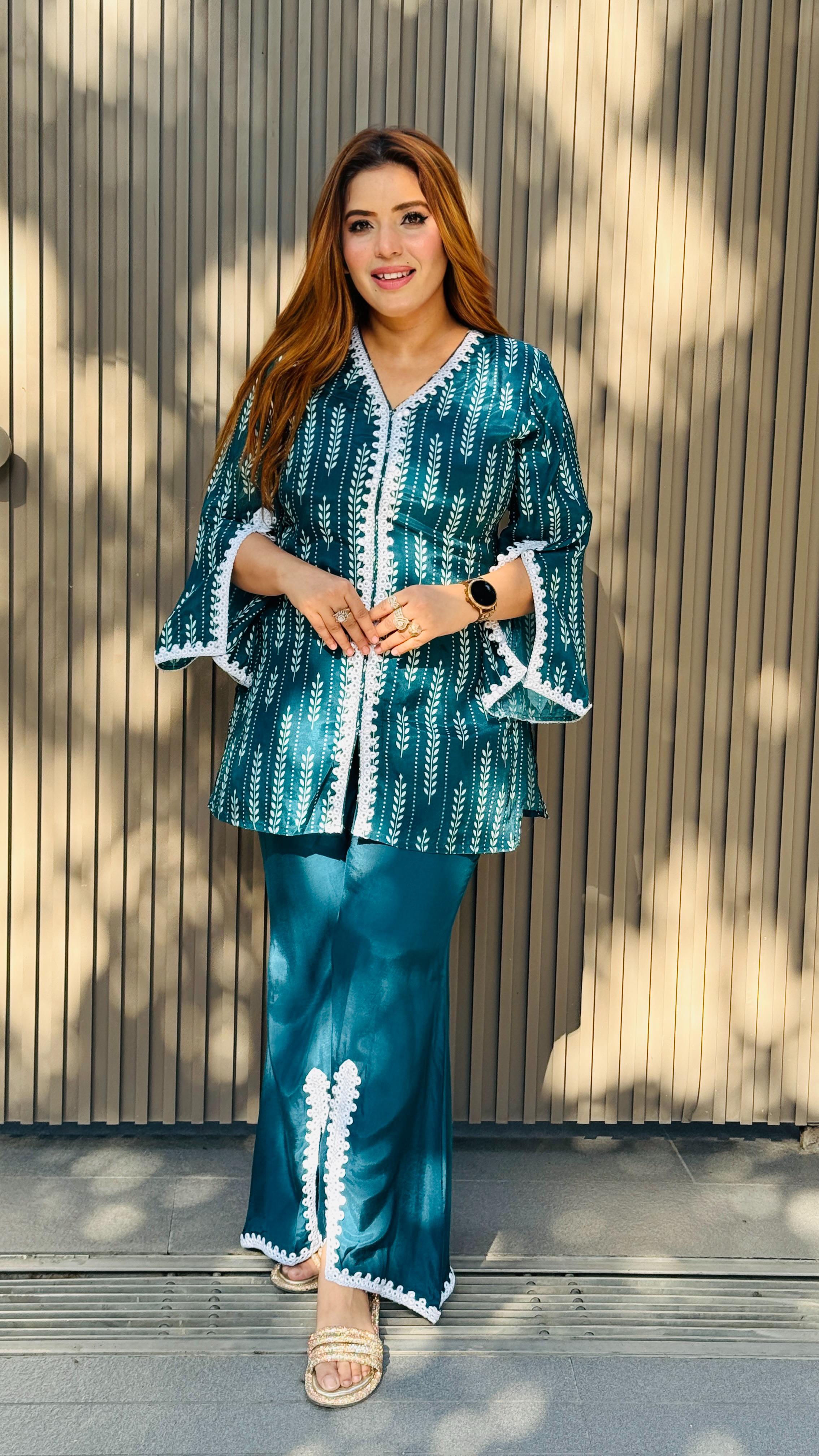 Aarvi Elegance Cordset- Blue, Green